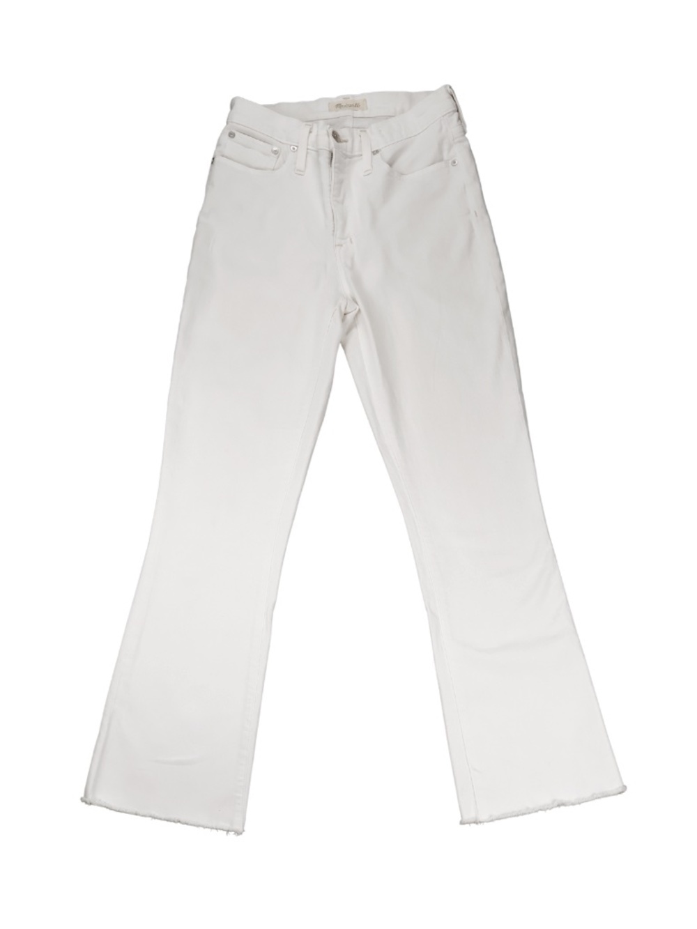 Madewell White Raw Hem Straight Leg Jeans Women 28x28 High Rise Crop Denim